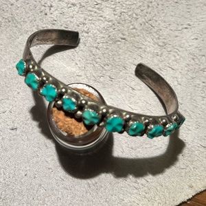 BH Zuni silver and turquoise cuff bracelet